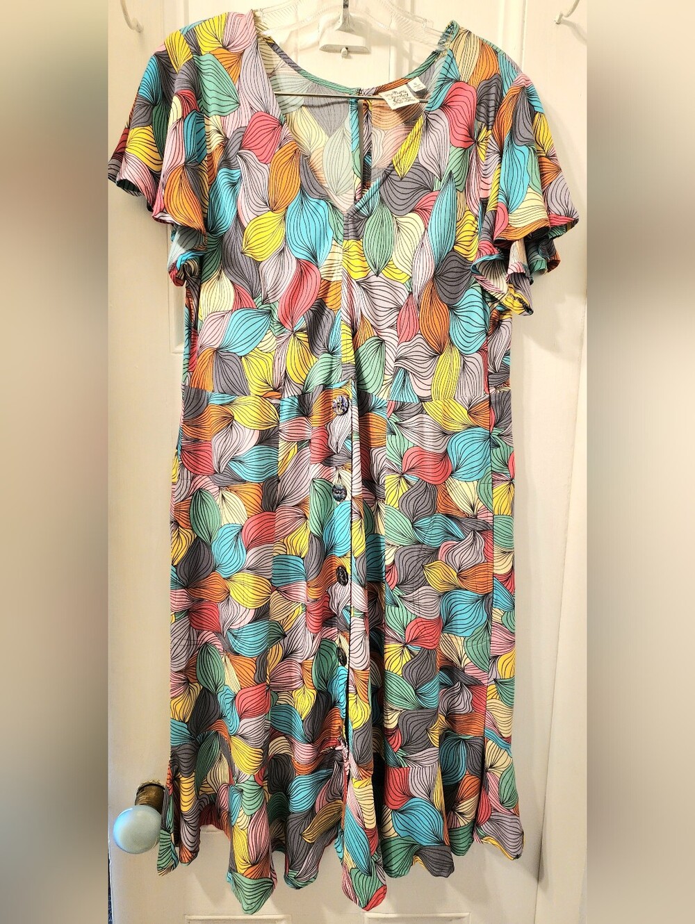 Parsley & Sage Multicolor Leaf-Print Knee Length Dress